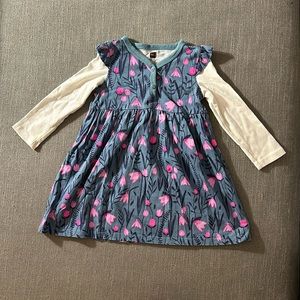 Tea Collection Snowdrop Baby Button Neck Dress - Size 18-24 months